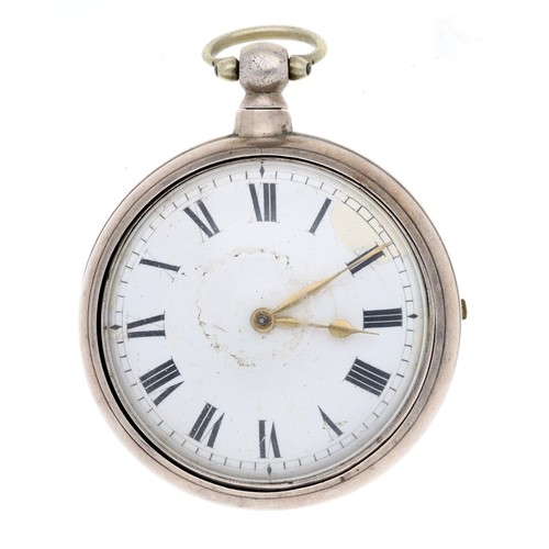 43 - Roberts, Battel - Early 19th century silver verge pair cased pocket watch, London 1822, signed fusee... 