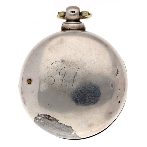 44 - William IV silver verge pair cased pocket watch, London 1835, unsigned fusee movement, no. 21799, wi... 