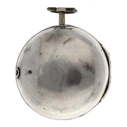 48 - Hen'tt Clarkson, Wolverhampton - George III silver pair cased verge pocket watch, London 1764, the f... 