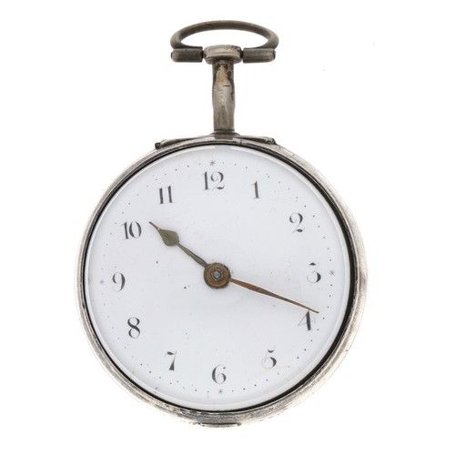 48 - Hen'tt Clarkson, Wolverhampton - George III silver pair cased verge pocket watch, London 1764, the f... 