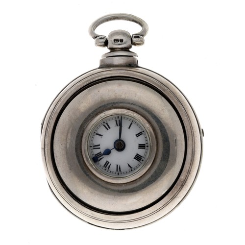 49 - H. Robinson, Shrewsbury & Ludlow - Victorian silver pair cased verge half hunter pocket watch, B... 