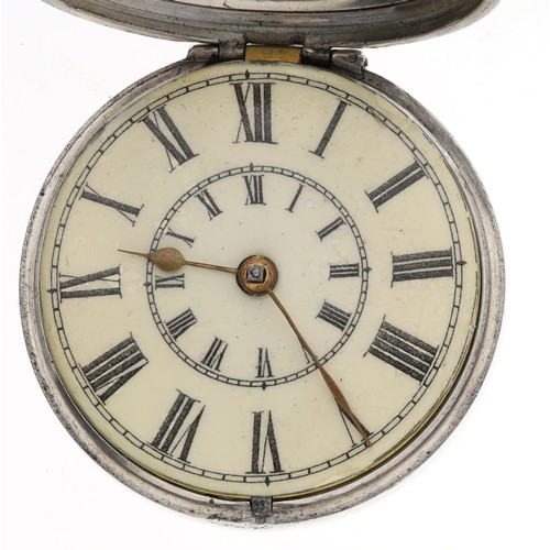 81 - John Thomas, Builth Wells - Victorian silver pair cased verge half hunter pocket watch, London 1872,... 