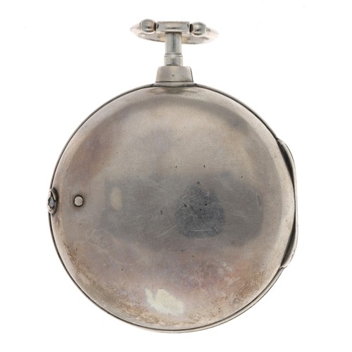 61 - Jno. Balle, London - Mid 18th century English silver pair cased verge pocket watch, London 1757, sig... 