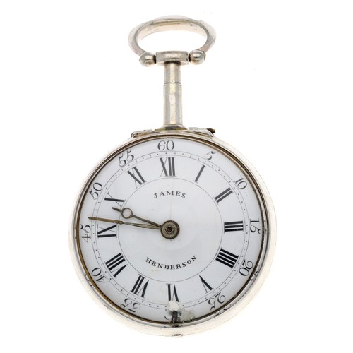 61 - Jno. Balle, London - Mid 18th century English silver pair cased verge pocket watch, London 1757, sig... 