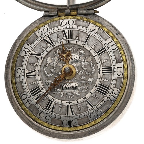 65 - Fromanteel & Clarke - early 18th century silver pair cased verge pocket watch, circa 1700, signe... 