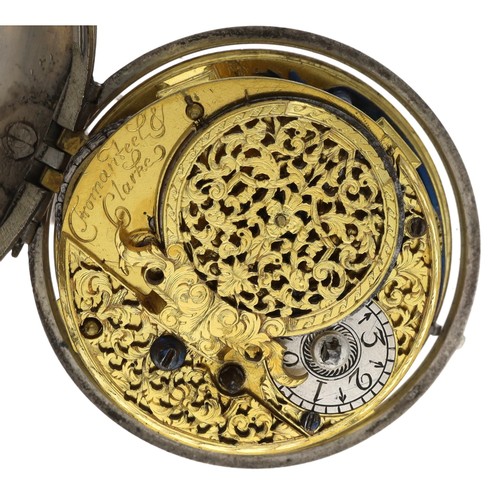 65 - Fromanteel & Clarke - early 18th century silver pair cased verge pocket watch, circa 1700, signe... 