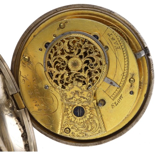 1 - George IV silver pair cased verge pocket watch, London 1827, the fusee movement initialled, London, ... 