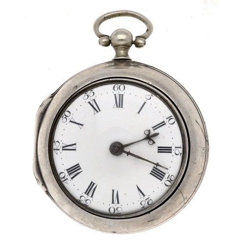 3 - Joseph Walley, Liverpool - George III silver pair cased verge pocket watch, London 1770, the signed ... 