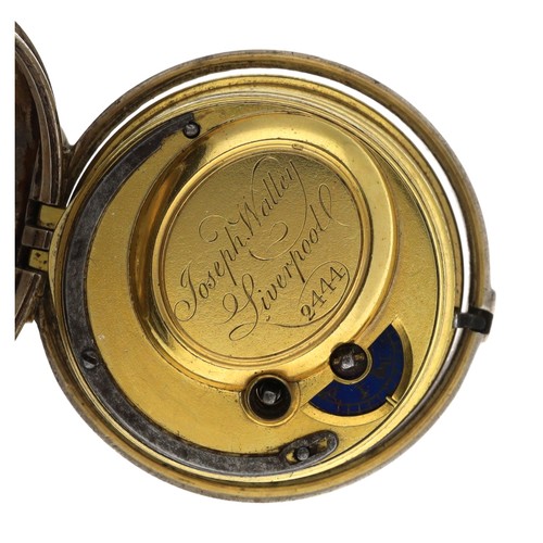 3 - Joseph Walley, Liverpool - George III silver pair cased verge pocket watch, London 1770, the signed ... 