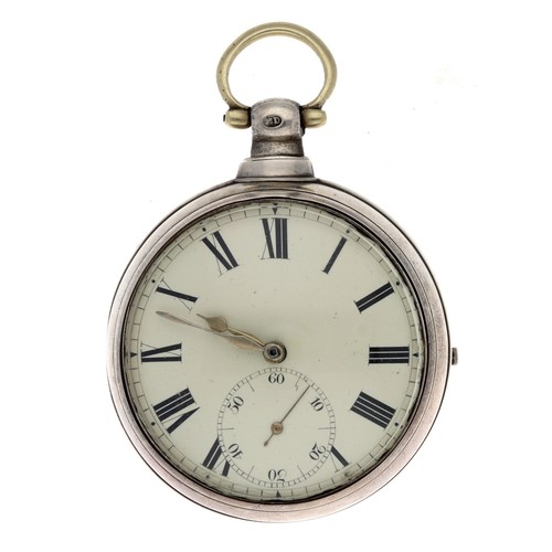 4 - Early 19th century English silver pair cased verge pocket watch, Birmingham 1822, unsigned movement,... 