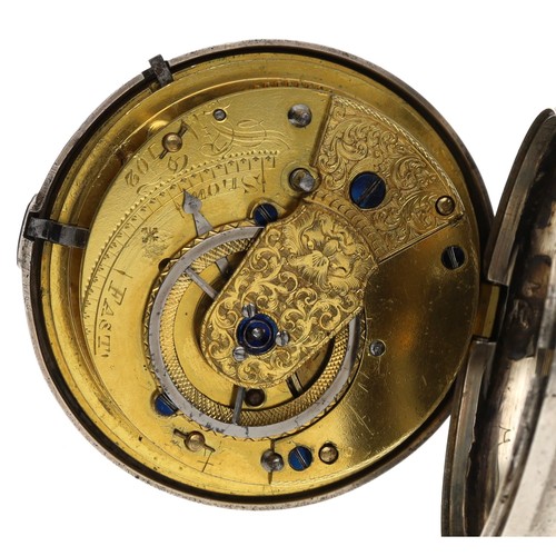 4 - Early 19th century English silver pair cased verge pocket watch, Birmingham 1822, unsigned movement,... 