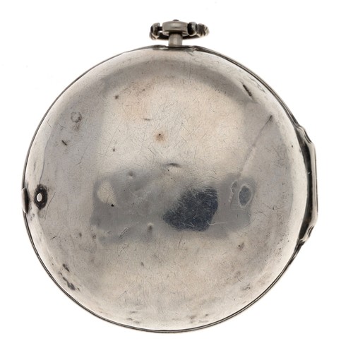 5 - Fran Phelps, London - English early 18th century silver pair cased verge pocket watch, the fusee mov... 