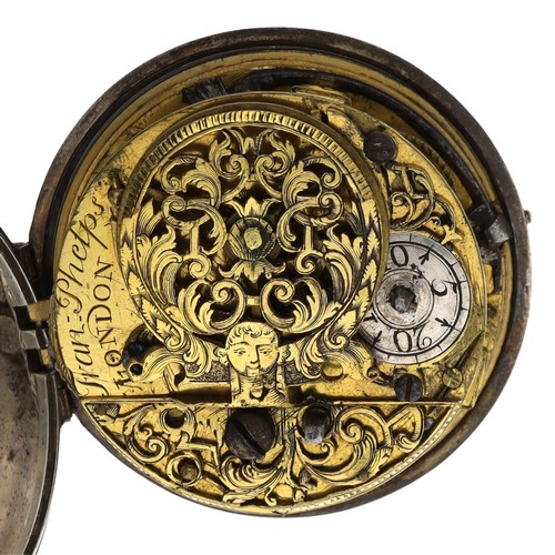 5 - Fran Phelps, London - English early 18th century silver pair cased verge pocket watch, the fusee mov... 