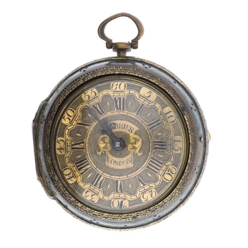 12 - C. Cabrier, London - 18th century gilt metal pair cased verge pocket watch, the signed fusee movemen... 