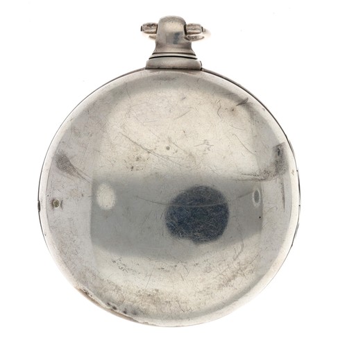 15 - Early 19th century English silver pair cased verge pocket watch, Birmingham 1825, unsigned fusee mov... 