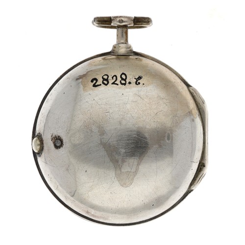 21 - Jas. Johnson, London - English 18th century silver pair cased verge pocket watch, London 1786, signe... 