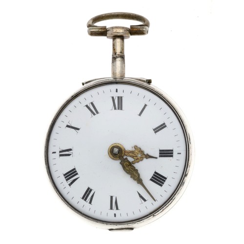 21 - Jas. Johnson, London - English 18th century silver pair cased verge pocket watch, London 1786, signe... 