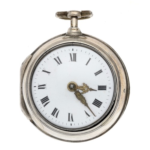 21 - Jas. Johnson, London - English 18th century silver pair cased verge pocket watch, London 1786, signe... 