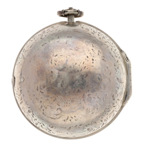 25 - Jasper Harmar, London - English early 18th century silver pair cased verge pocket watch, circa 1700,... 