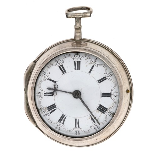 28 - Thos. Fitter, London - English 18th century silver pair cased verge pocket watch, London 1797, signe... 