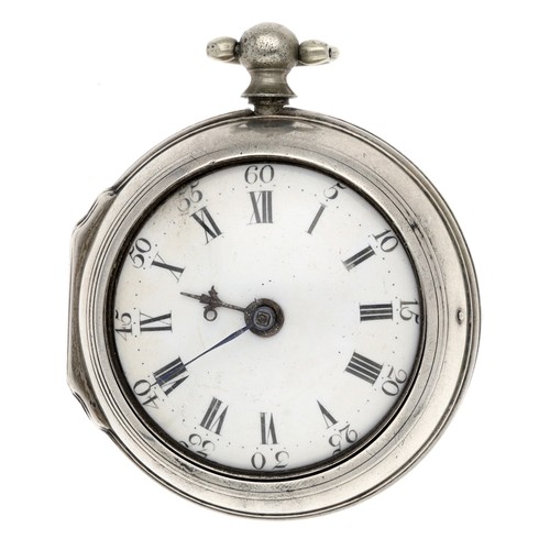 29 - Robert Dale, London - George III English silver pair cased verge pocket watch, London 1769, signed f... 