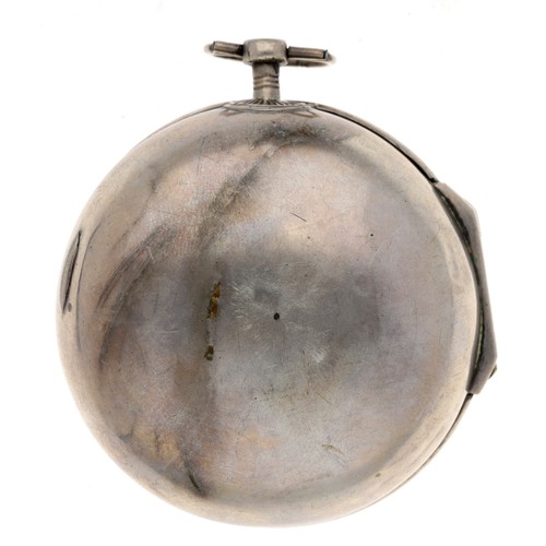 30 - John Oliver, London - English early 18th century silver pair cased verge pocket watch, circa 1700, t... 