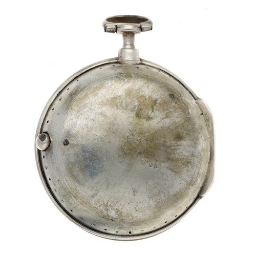 33 - S. Tillinghast - English 18th century silver pair cased verge pocket watch, signed fusee movement, n... 