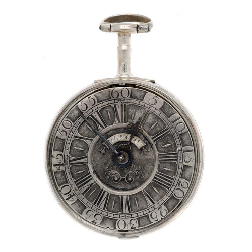 33 - S. Tillinghast - English 18th century silver pair cased verge pocket watch, signed fusee movement, n... 