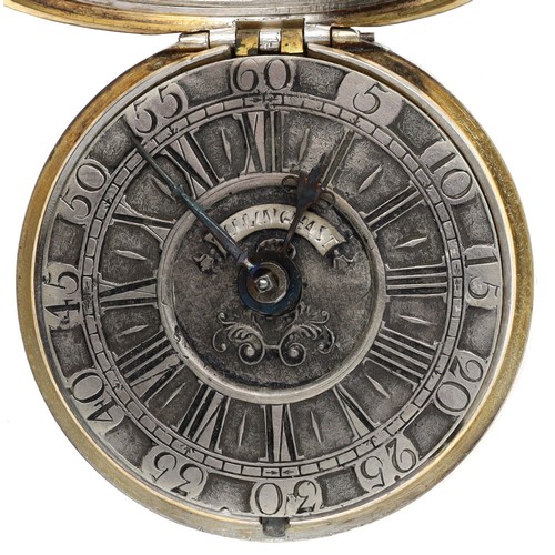 33 - S. Tillinghast - English 18th century silver pair cased verge pocket watch, signed fusee movement, n... 