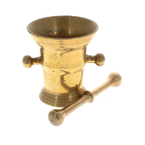 1045 - Large 19th century brass pestle and twin-handled mortar, 6