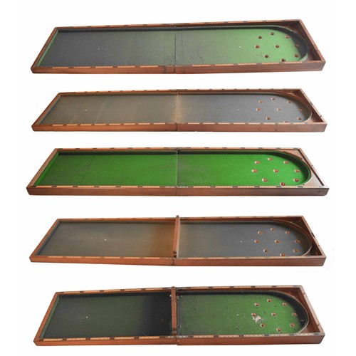 1844 - Collection of five folding bagatelle boards, including an example by E.J Riley (5)