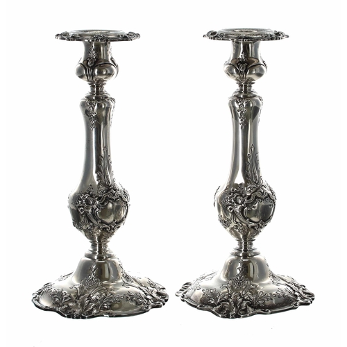 515 - Pair of American Reed & Barton 'Francis I' pattern Sterling candlesticks, each weighted, bearing... 