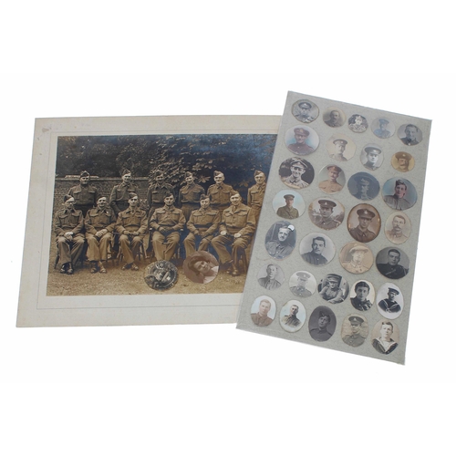 535 - Ten photograph pendants and brooches, featuring uniformed officer portraits; together with some... 