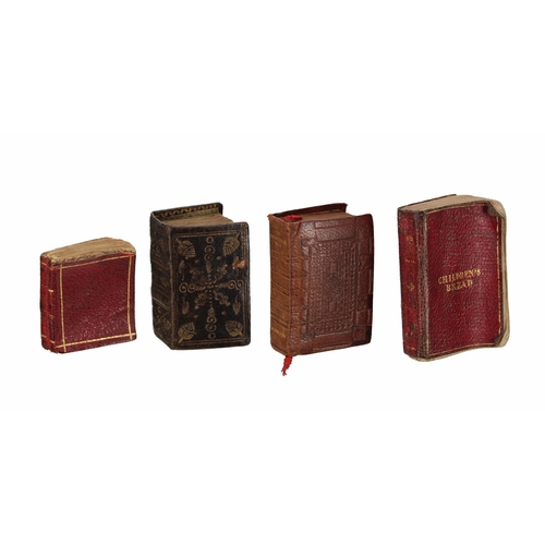 547 - Group of four late 19th/20th century miniature books, all Morocco leather bound; Children's Bread, S... 