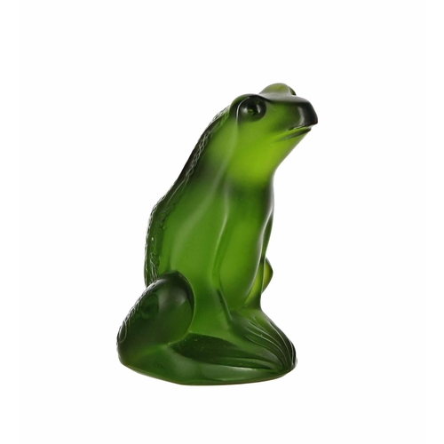 603 - Lalique, France green glass frog figure, signed, 2