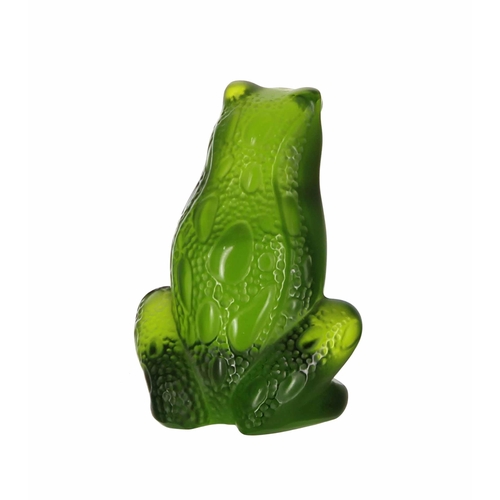 603 - Lalique, France green glass frog figure, signed, 2