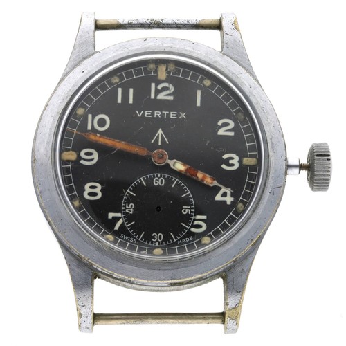 739 - Vertex British Military issue nickel and stainless steel gentleman's wristwatch, signed circular bla... 