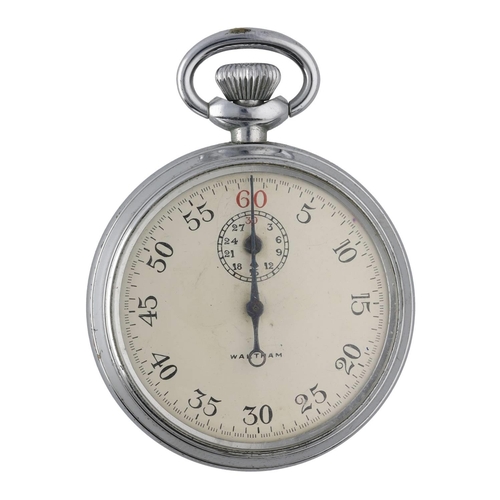 742 - Waltham Military issue 1/5 SEC. T.P. chrome cased stopwatch, signed dial, the case stamped '^F181 1/... 