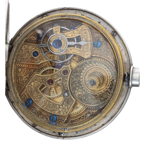 879 - Chinese Market - white metal centre seconds cylinder pocket watch, elaborately engraved movement wit... 