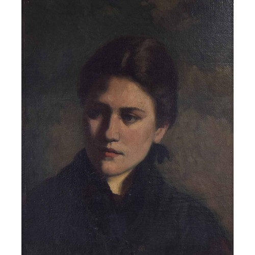 704 - Dutch School (19th/20th century) - Portrait of a young lady, oil on panel, 16” x 13.25”-** with a ri... 