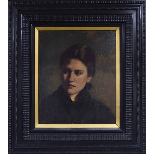 704 - Dutch School (19th/20th century) - Portrait of a young lady, oil on panel, 16” x 13.25”-** with a ri... 