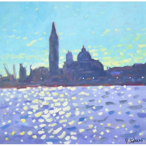 723 - Paul Stephens (20th/21st century) - “Venice, Dappled Light”, signed, also inscribed verso, oil on bo... 