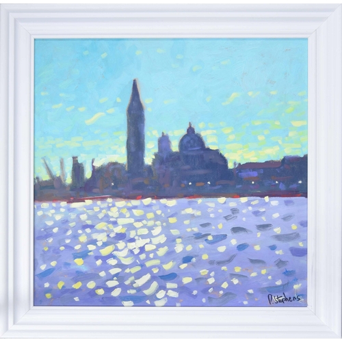 723 - Paul Stephens (20th/21st century) - “Venice, Dappled Light”, signed, also inscribed verso, oil on bo... 