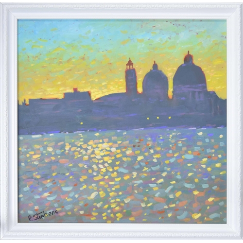 724 - Paul Stephens (20th/21st century) - “Venice, Twilight”, signed, also inscribed verso, oil on board, ... 