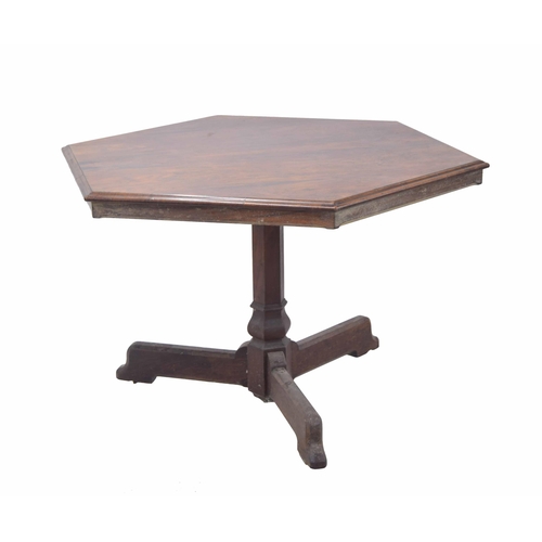 771 - Victorian aesthetic octagonal rosewood breakfast table, the moulded top on a central octagonal suppo... 