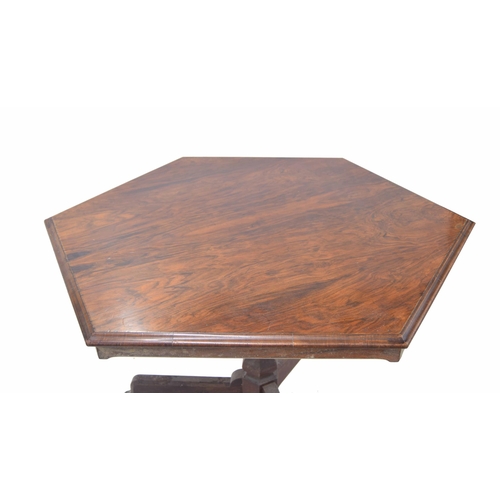 771 - Victorian aesthetic octagonal rosewood breakfast table, the moulded top on a central octagonal suppo... 