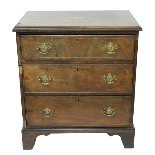 787 - Small 19th century mahogany inlaid chest of drawers, the rectangular moulded top inset with an oval ... 