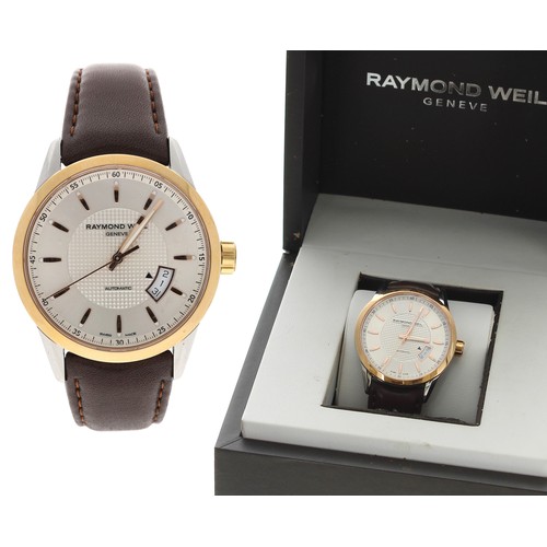 17 - Raymond Weil Freelancer automatic two-tone gentleman's wristwatch, reference no. 2730, silvered dial... 