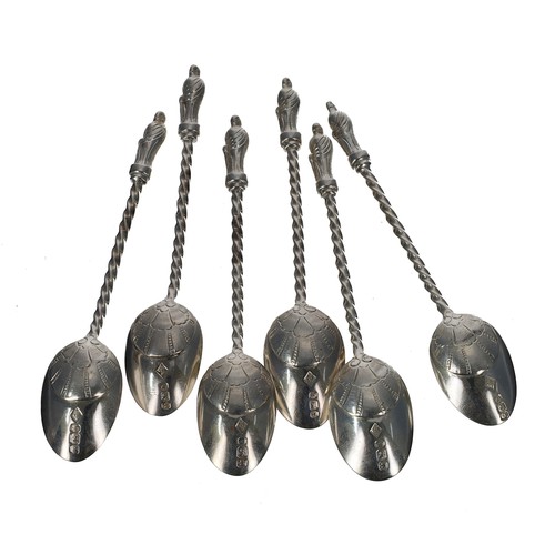 509 - Set of six silver Apostle coffee spoons, maker Mappin Brothers, Sheffield 1919, 4.5