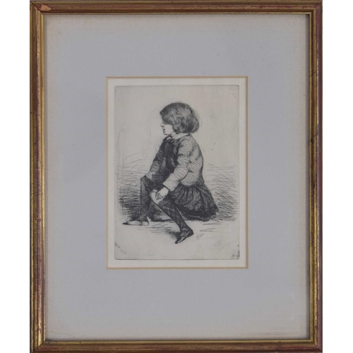 662 - After James Abbott McNeill Whistler  R.B.A (1834-1903) - “Seymour Seated” a young child seated in pr... 